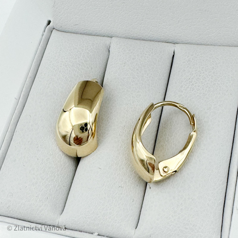 Žluté zlato náušnice hladké na klapku